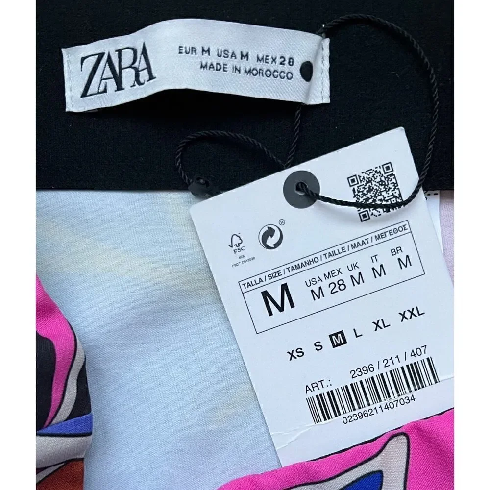 NWT Zara Blogger’s Favorite Multicolored High Waisted Printed Dart Skirt